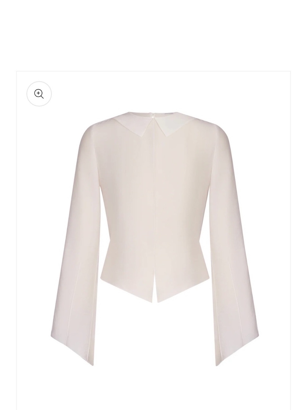 001 Dea in White Tailored Cream Long-Sleeve Peplum Blouse